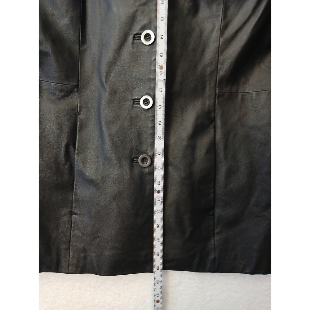 Vintage Tribeca Studios Black 100% Leather Blazer Jacket, size Large, Button Up - Picture 5 of 7